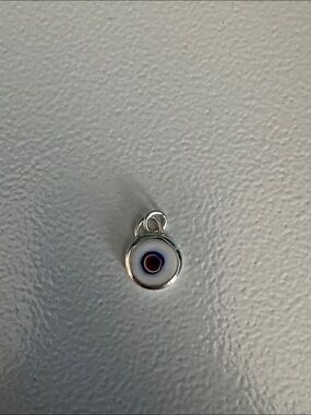 Evil Eye Silver Charm Pendant in White and Blue